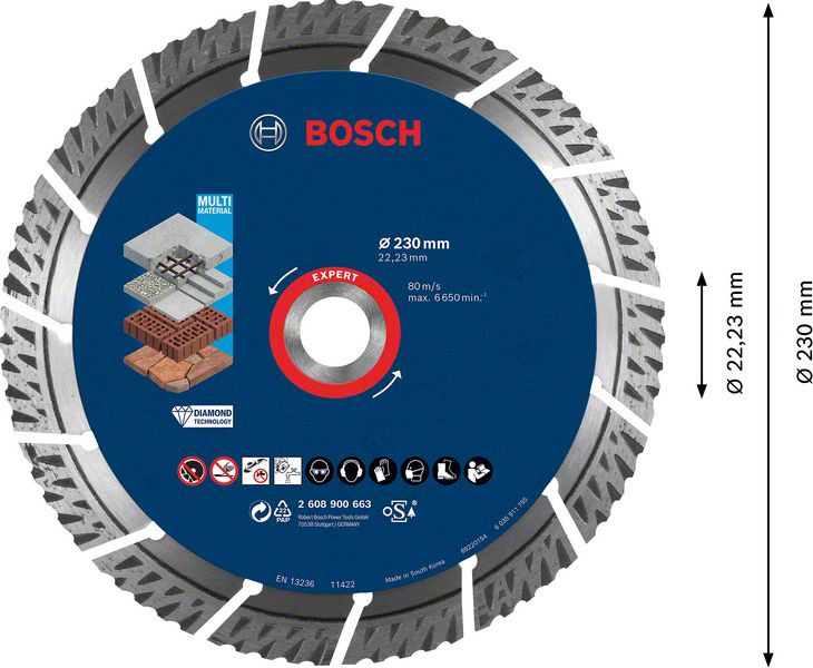 Bosch EXPERT MultiMaterial Diamant Trennscheibe 230 x 22,23 mm 1 Stk. ( 2608900663 ) Long Life - Toolbrothers