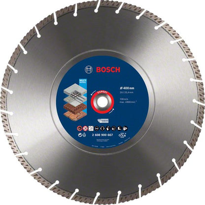 Disque à tronçonner diamanté Bosch Expert MultiMaterial 400 x 3,3 x 25,40 mm (2608900667) Technologie diamantée pour scies à table / scies à essence