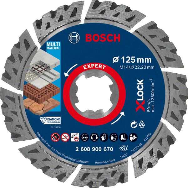 Bosch EXPERT Multi Material Diamant Trennscheibe 125 x 22,23 x 2,4 mm X-LOCK ( 2608900670 ) - Nachfolger von 2608615161 - Toolbrothers