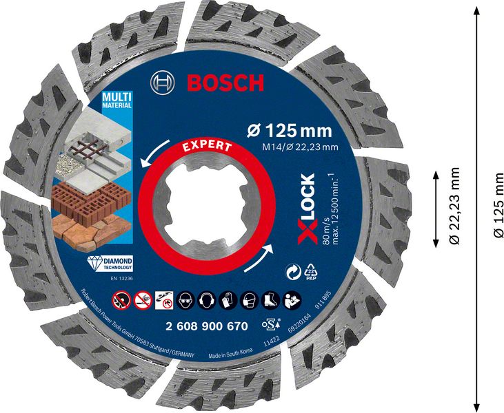 Bosch EXPERT Multi Material Diamant Trennscheibe 125 x 22,23 x 2,4 mm X-LOCK ( 2608900670 ) - Nachfolger von 2608615161 - Toolbrothers