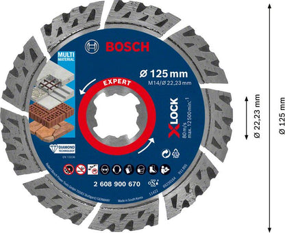 Bosch EXPERT Multi Material Diamant Trennscheibe 125 x 22,23 x 2,4 mm X-LOCK ( 2608900670 ) - Nachfolger von 2608615161 - Toolbrothers