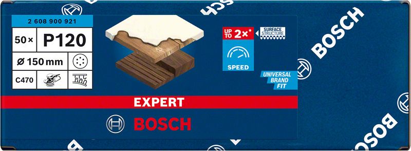 Bosch Expert C470 Schleifpapier 150 mm G120 50 Stk. ( 2608900921 ) 6 Loch für Exzenterschleifer - Toolbrothers