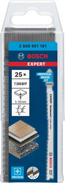 Bosch EXPERT Hardwood 2 side clean T 308 BFP Stichsägeblatt 117 mm 25 Stk. ( 2608901181 ) Bi-Metall