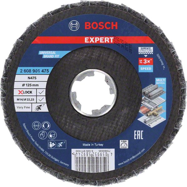 Bosch EXPERT N475 Matériau de traitement de surface rondelle dentelée 125 mm fine X-LOCK 1 pièce (2608901475)