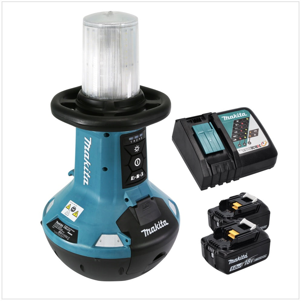 Makita DML 810 RT Akku LED Flächenlicht 18 / 36 V ( 2 x 18 V ) 5500 lm IP54 + 2x Akku 5,0 Ah + Ladegerät