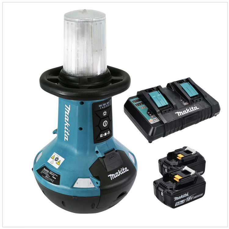 Makita DML 810 PT éclairage de zone LED sur batterie 18 / 36 V (2 x 18 V) 5500 lm IP54 + 2x batteries 5,0 Ah + double chargeur