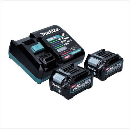 Débroussailleuse à batterie Makita UR 003 GD201 40 V sans balais IPX4 + 2x batteries 2,5 Ah + chargeur + bandoulière + tête de couteau + tête de fil + couteau à mouche + sac