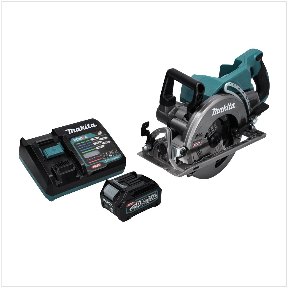 Scie circulaire manuelle à batterie Makita RS 001 GD1 40 V max. 185 mm sans balais + 1x batterie 2,5 Ah + chargeur