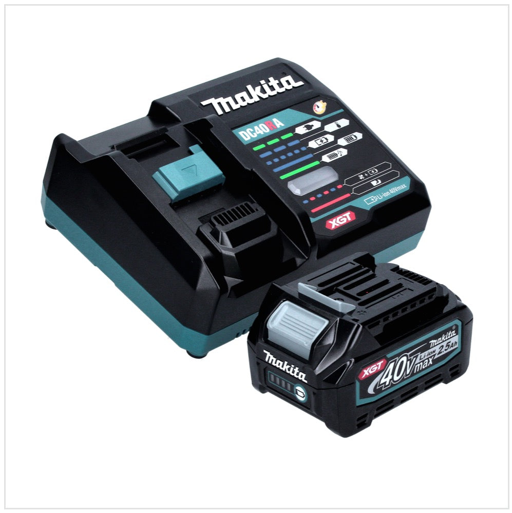 Scie circulaire manuelle à batterie Makita RS 001 GD1 40 V max. 185 mm sans balais + 1x batterie 2,5 Ah + chargeur