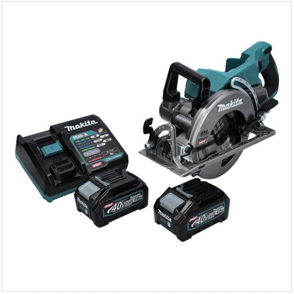 Scie circulaire manuelle à batterie Makita RS 001 GM2 40 V max. 185 mm sans balais + 2x batteries 4,0 Ah + chargeur