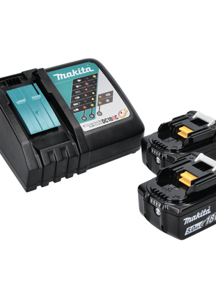 Makita DML 812 RT lampe de poche projecteur à main LED sur batterie 18 V 1250 lm + 2x batteries 5,0 Ah + chargeur