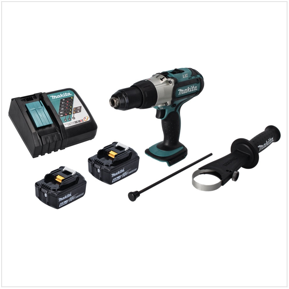 Makita DHP 451 RG Akku Schlagbohrschrauber 18 V 80 Nm + 2x Akku 6,0 Ah + Ladegerät