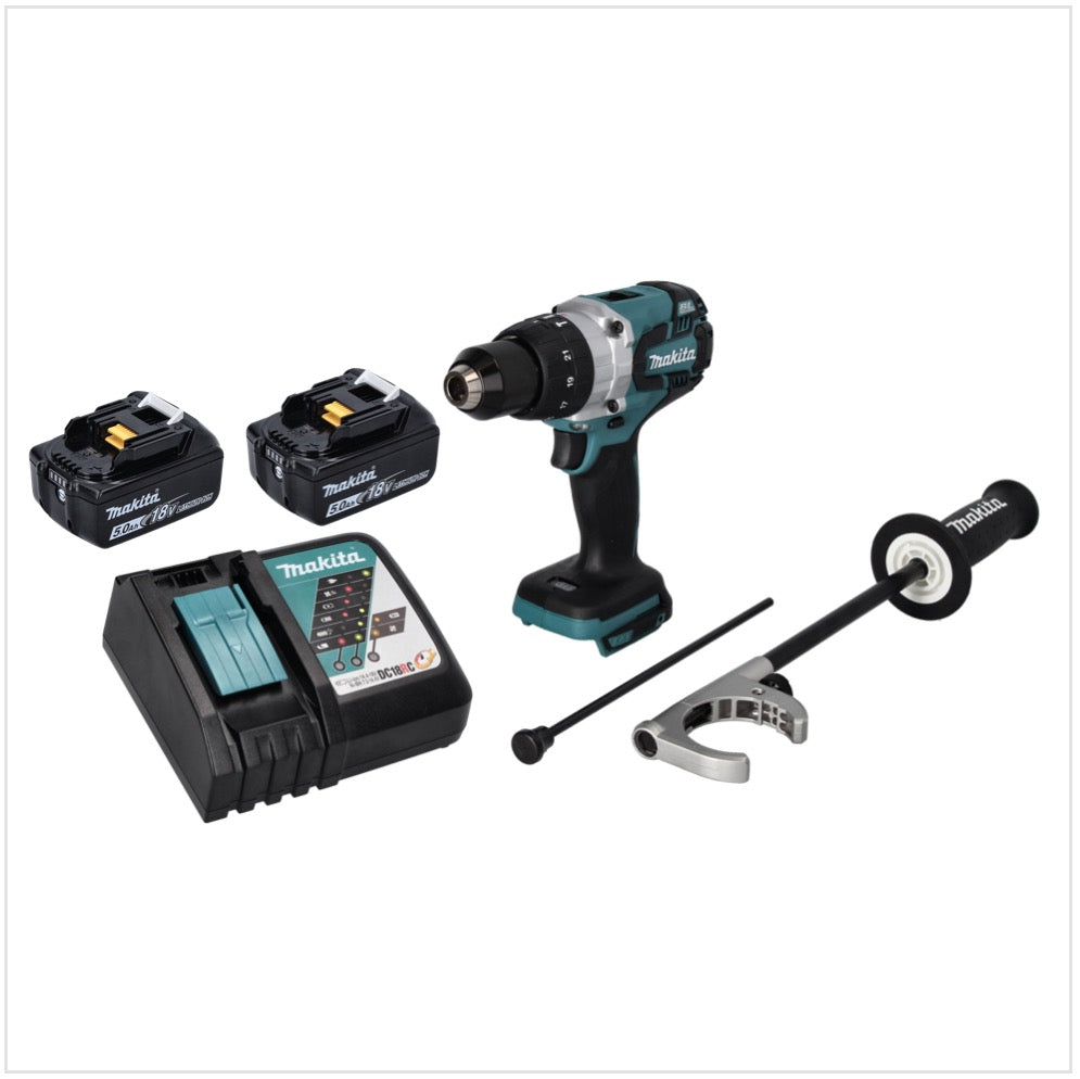 Makita DHP 481 RT Akku Schlagbohrschrauber 18 V 115 Nm Brushless + 2x Akku 5,0 Ah + Ladegerät - Toolbrothers