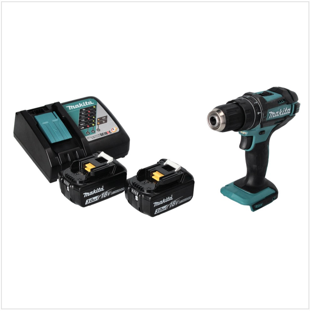 Makita DHP 482 RF Akku Schlagbohrschrauber 18 V 62 Nm + 2x Akku 3,0 Ah + Ladegerät - Toolbrothers