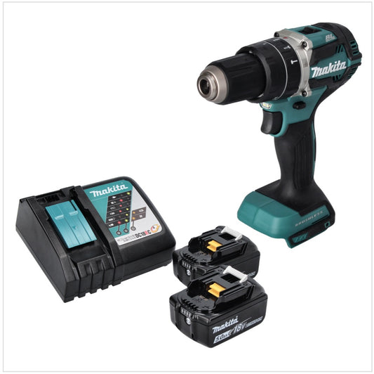 Makita DHP 484 RT Akku Schlagbohrschrauber 18 V 54 Nm Brushless + 2x Akku 5,0 Ah + Ladegerät