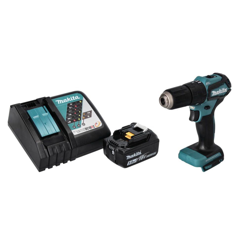 Makita DHP 483 RT1 perceuse à percussion sans fil 18 V 40 Nm sans balai + 1x batterie 5,0 Ah + chargeur