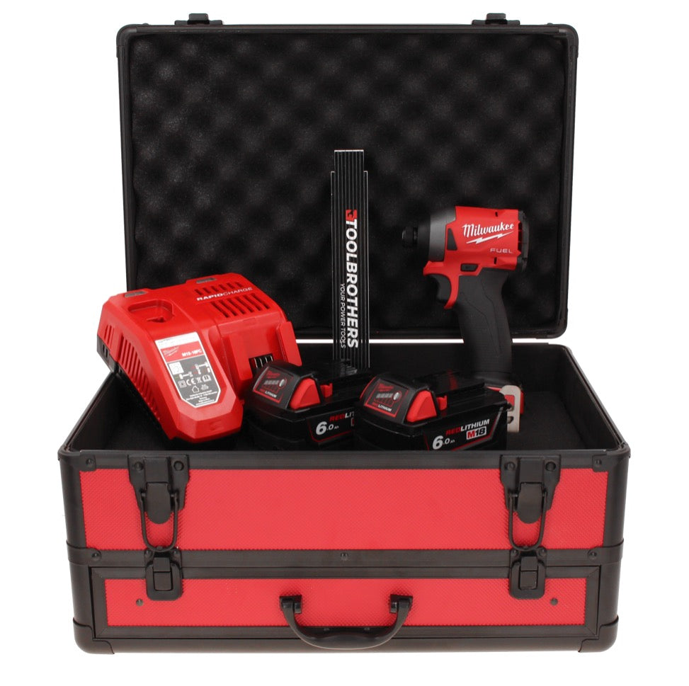 Milwaukee M18 FID2-602FC TX Akku Schlagschrauber 18 V 1/4" 226 Nm + 2x Akku 6,0 Ah + Ladegerät + Gliedermaßstab + TX Koffer