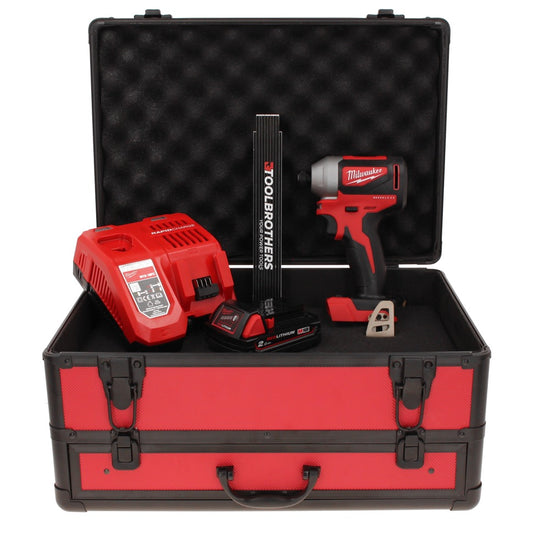 Milwaukee M18 BLID2-201FC TX Akku Schlagschrauber 18 V 180 Nm 1/4" Brushless + 1x Akku 2,0 Ah + Ladegerät + Gliedermaßstab + TX Koffer