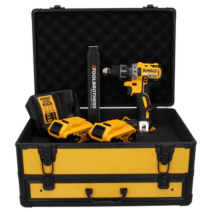 Perceuse-visseuse sans fil DeWalt DCD 791 P2 TX 18 V 70 Nm sans balais + 2x batteries 5,0 Ah + chargeur + mètre pliant + coffret TX