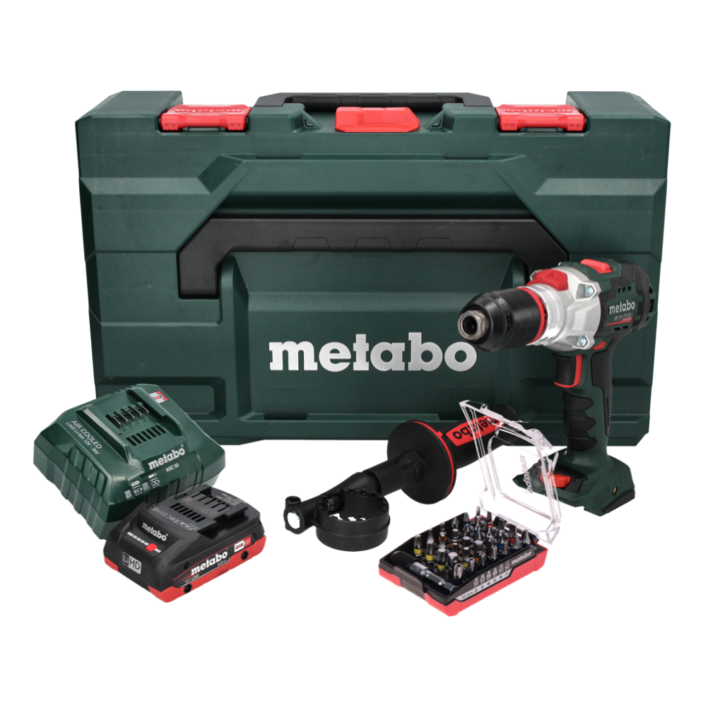 Perceuse à percussion sans fil Metabo SB 18 LTX BL I 18 V 130 Nm sans balais + 1 batterie 4,0 Ah + chargeur + jeu d'embouts 32 pièces + métaBOX