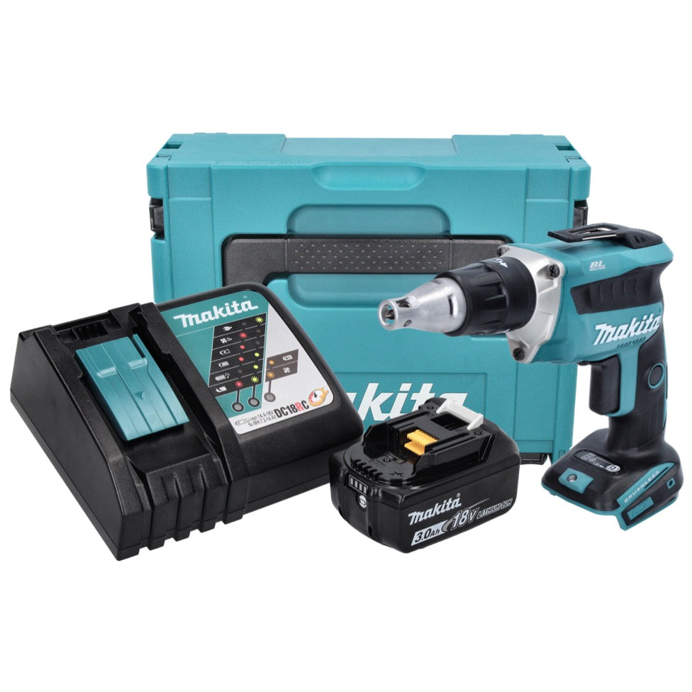 Makita DFS 452 RF1J Akku Schnellbauschrauber 18 V Brushless + 1x Akku 3,0 Ah + Ladegerät + Makpac - Toolbrothers