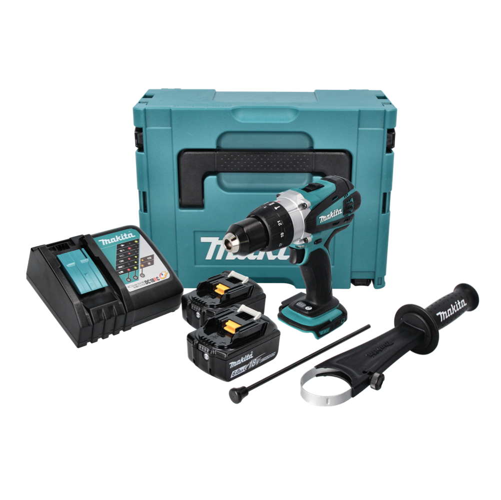 Makita DHP 458 RGJ perceuse à percussion sans fil 18 V 91 Nm + 2x batteries 6,0 Ah + chargeur + Makpac