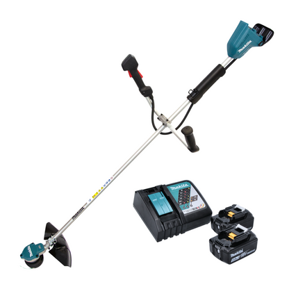 Makita DUR 368 ART Akku Freischneider 36 V ( 2 x 18 V ) Zweihandgriff Brushless + 2x Akku 5,0 Ah + Ladegerät