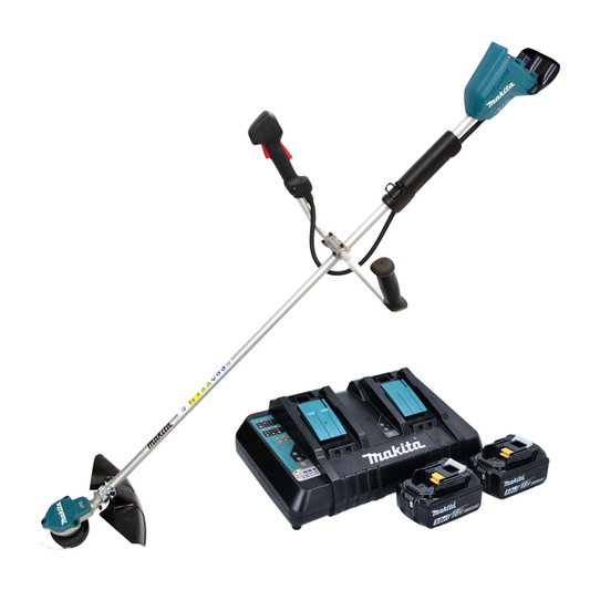 Makita DUR 368 APT Akku Freischneider 36 V ( 2 x 18 V ) Zweihandgriff Brushless + 2x Akku 5,0 Ah + Ladegerät