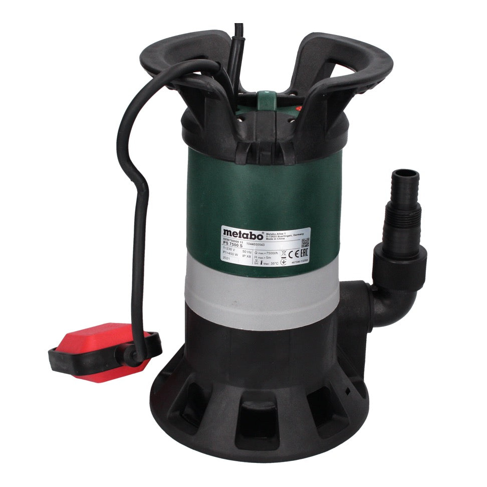 Pompe submersible électrique pour eaux usées Metabo PS 7500 S 450 W 7 500 l/h 5 m de profondeur (0250750000)