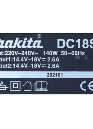 Makita DC 18 SH chargeur double 2x 14,4 V 2x 18 V (36 V) LXT (199687-4) courant de charge 2,6 ampères