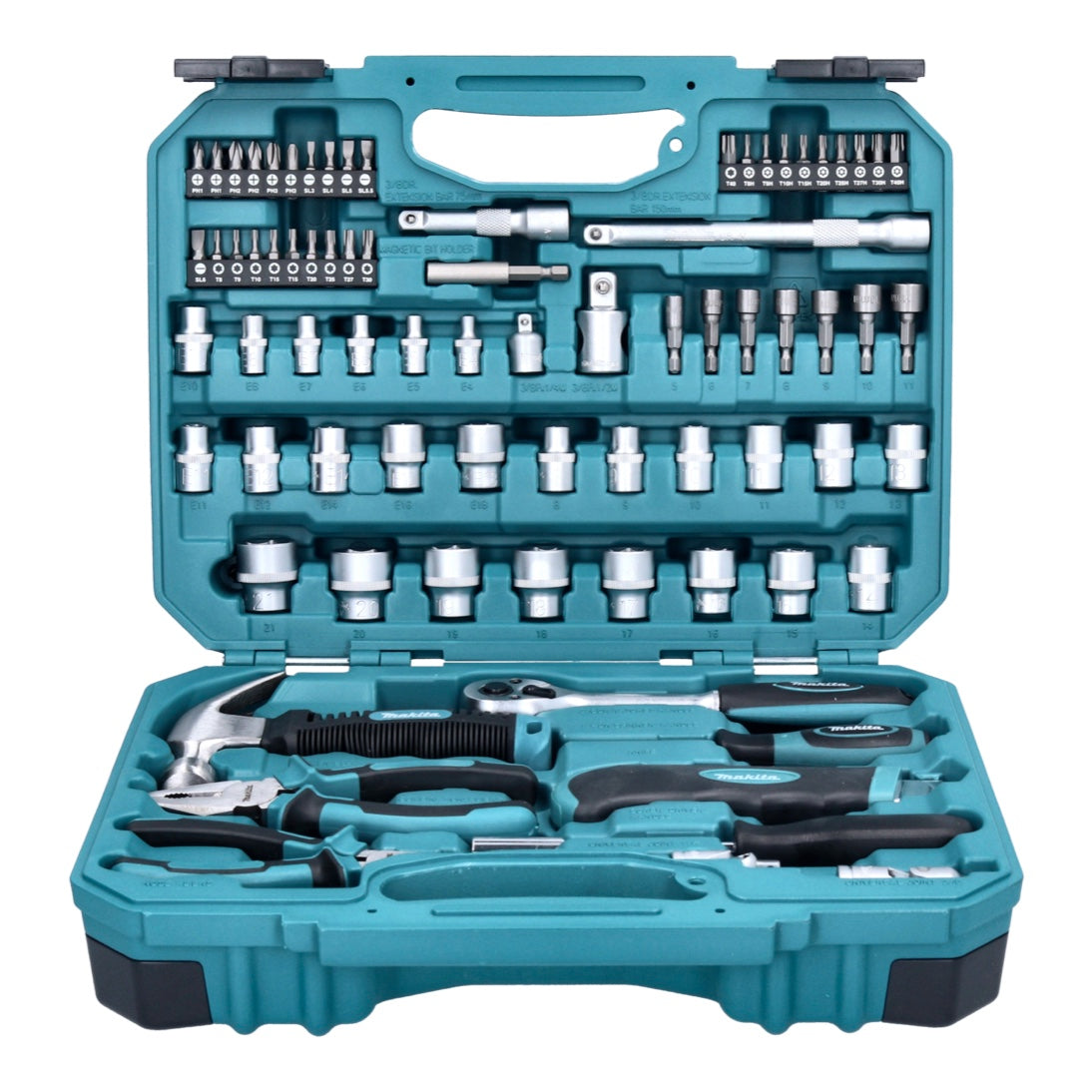 Makita Handwerkzeug Set 76 tlg. Chrom Vanadium Stahl ( E-10899 ) Bit / Zange / Hammer / Ratsche / Schraubendreher - Toolbrothers