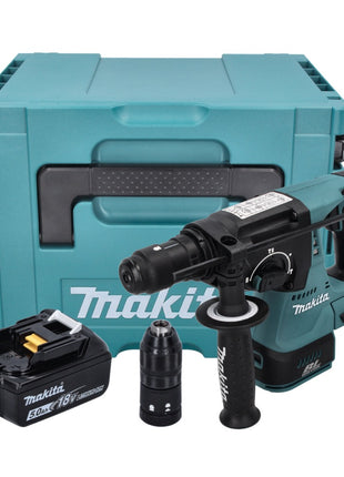 Taladro percutor inalámbrico Makita DHR 243 T1J 18 V 2,0 J SDS plus sin escobillas + 1x batería 5,0 Ah + Makpac - sin cargador