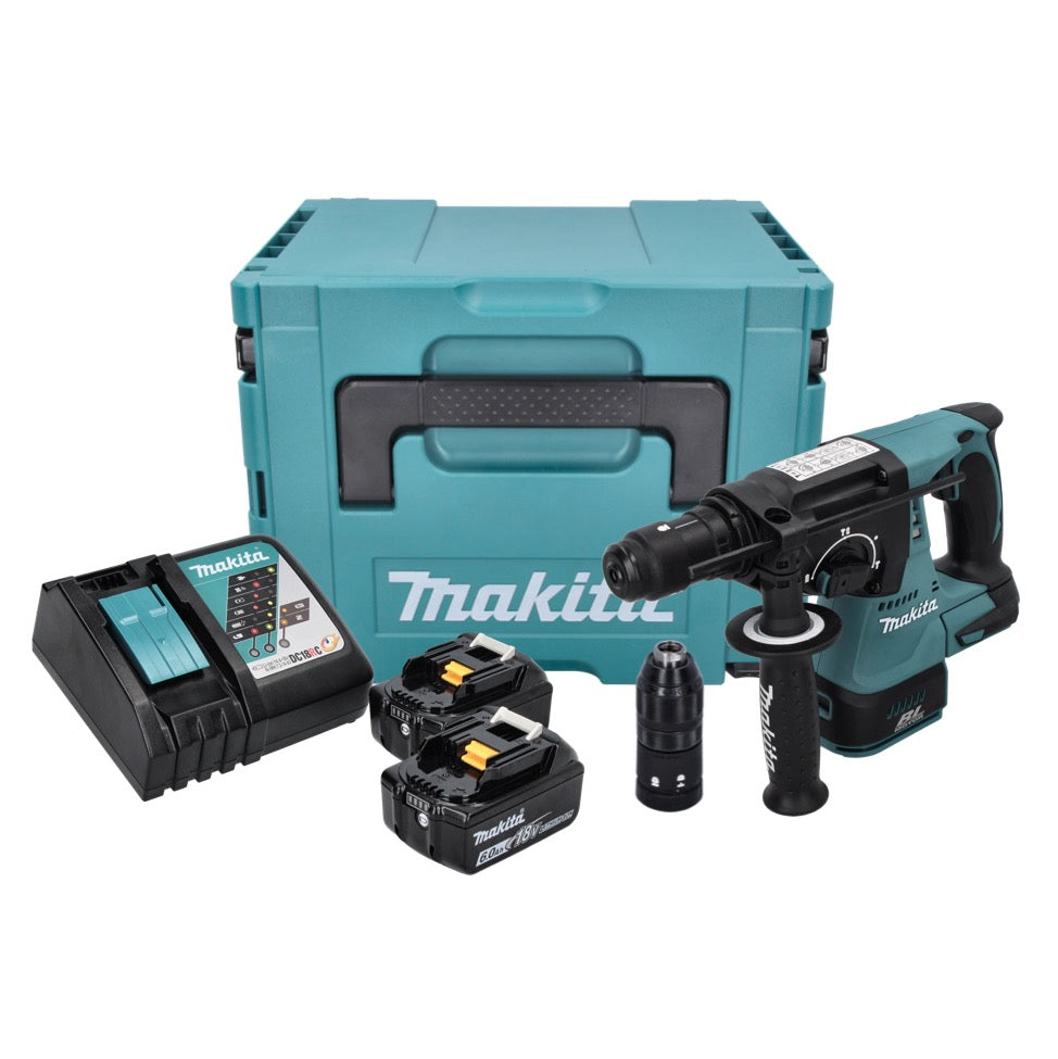 Makita DHR 243 RGJ marteau perforateur sur batterie 18 V 2,0 J SDS plus brushless + 2x batterie 6,0 Ah + chargeur + Makpac