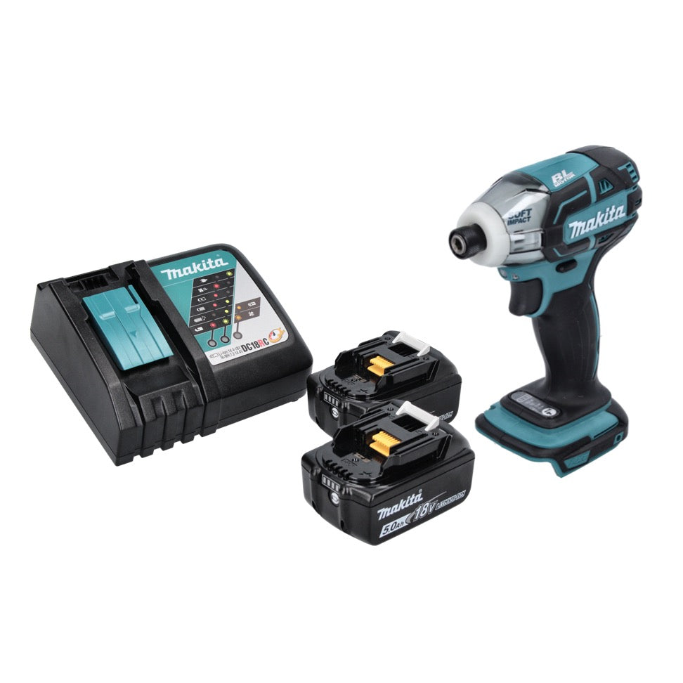 Makita DTS 141 RT Akku Impulsschrauber 18 V 40 Nm 1/4" Brushless + 2x Akku 5,0 Ah + Ladegerät