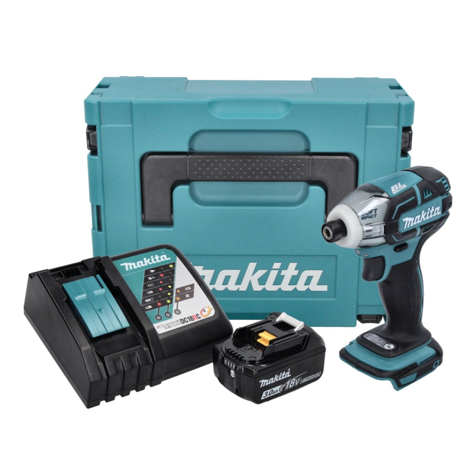 Visseuse à impulsion sans fil Makita DTS 141 RF1J 18 V 40 Nm 1/4" sans balai + 1x batterie 3,0 Ah + chargeur + Makpac