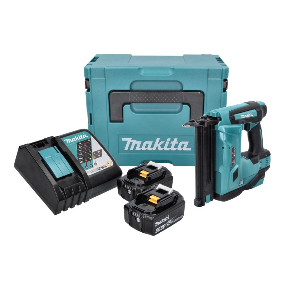 Makita DBN 500 RFJ Akku Stauchkopfnagler 18 V 15-50 mm + 2x Akku 3,0 Ah + Ladegerät + Makpac