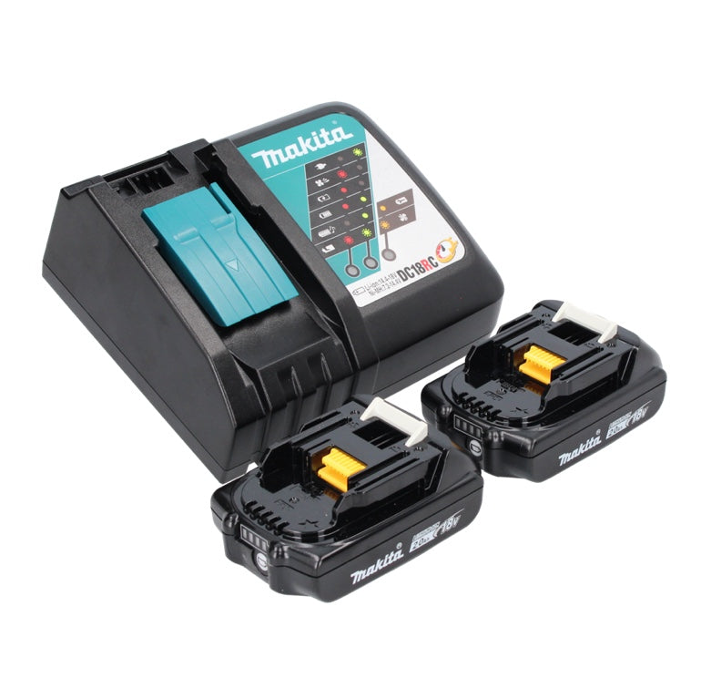 Makita DDF 487 RAJ perceuse-visseuse sans fil 18 V 40 Nm sans balais + 2x batteries 2,0 Ah + chargeur + Makpac