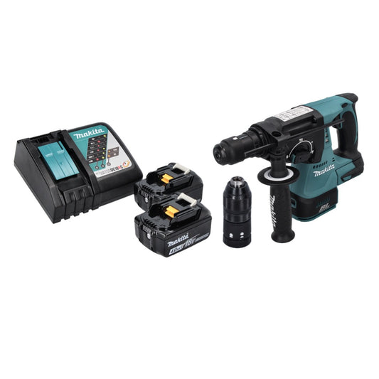 Marteau perforateur sur batterie Makita DHR 243 RM 18 V SDS plus sans balais + 2 batteries 4,0 Ah + chargeur