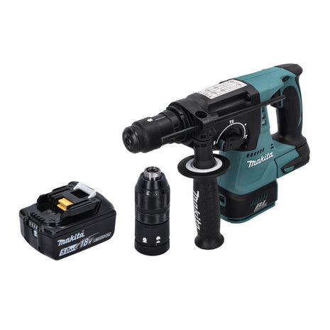 Makita DHR 243 T1 marteau perforateur sur batterie 18 V SDS plus brushless + 1x batterie 5,0 Ah - sans chargeur