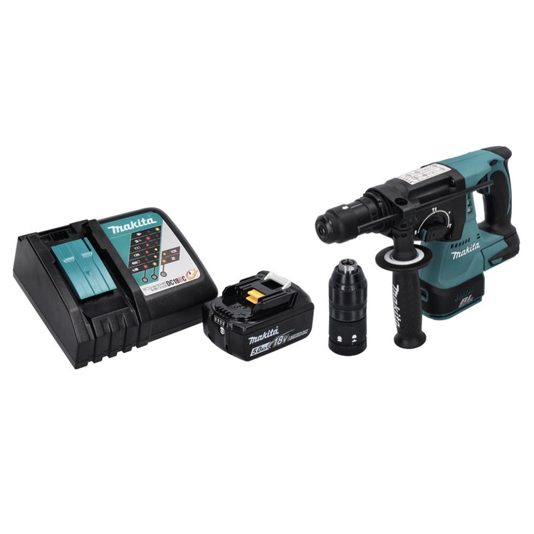 Makita DHR 243 RT1 marteau perforateur à batterie 18 V SDS plus brushless + 1x batterie 5,0 Ah + chargeur