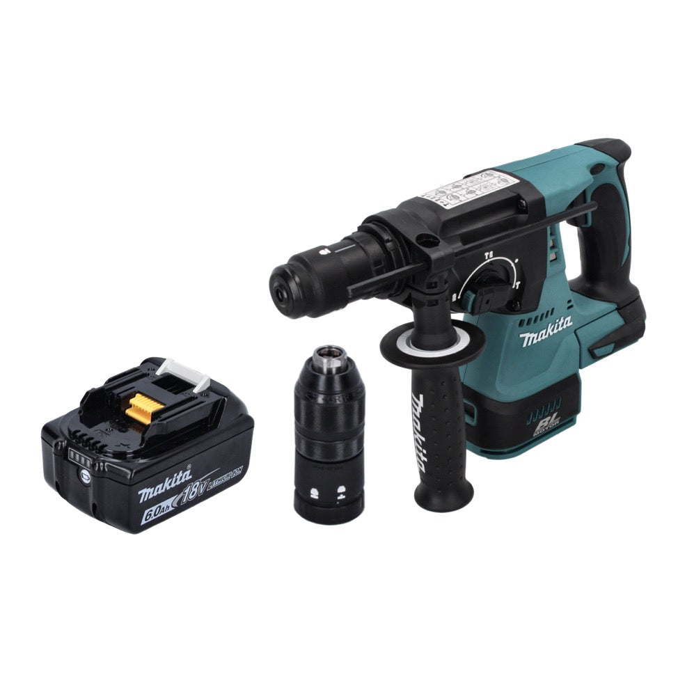 Makita DHR 243 G1 marteau perforateur sur batterie 18 V SDS plus brushless + 1x batterie 6,0 Ah - sans chargeur