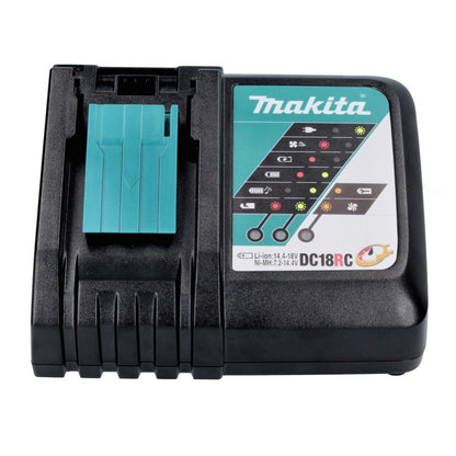 Kit source d'alimentation Makita 18 V avec 2x batterie BL 1820 B 2,0 Ah (2x 197254-9) + chargeur DC 18 RC (195584-2)