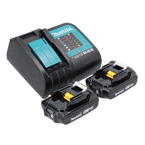 Kit source d'alimentation Makita 18 V avec 2x batterie BL 1820 B 2,0 Ah (2x 197254-9) + chargeur DC 18 SD (194533-6)