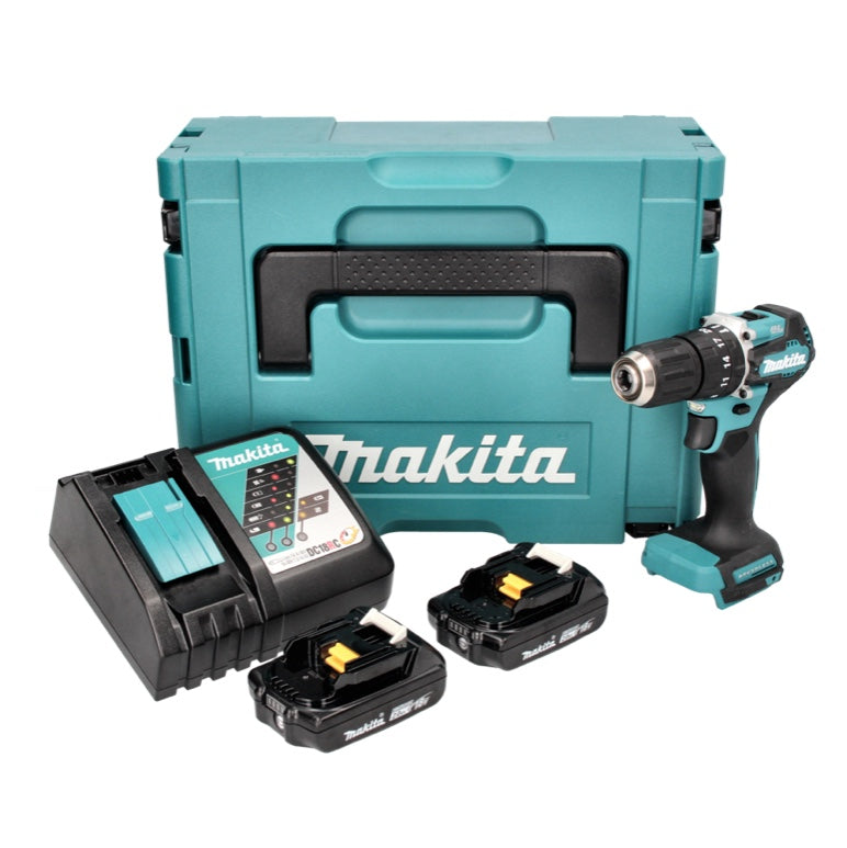 Makita DHP 487 RAJ perceuse à percussion sans fil 18 V 40 Nm sans balai + 2x batteries 2,0 Ah + chargeur + Makpac