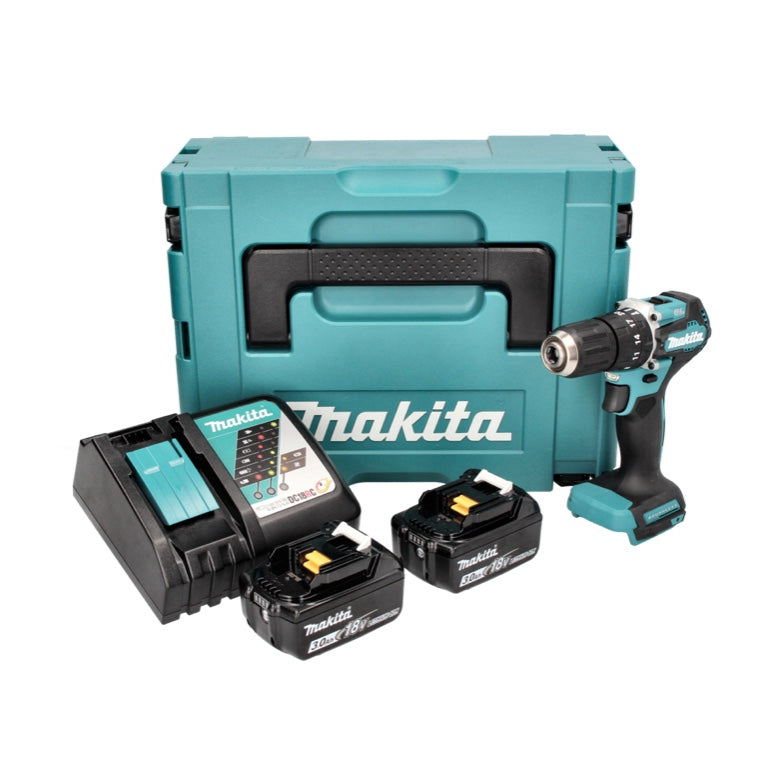 Makita DHP 487 RFJ Akku Schlagbohrschrauber 18 V 40 Nm Brushless + 2x Akku 3,0 Ah + Ladegerät + Makpac - Toolbrothers