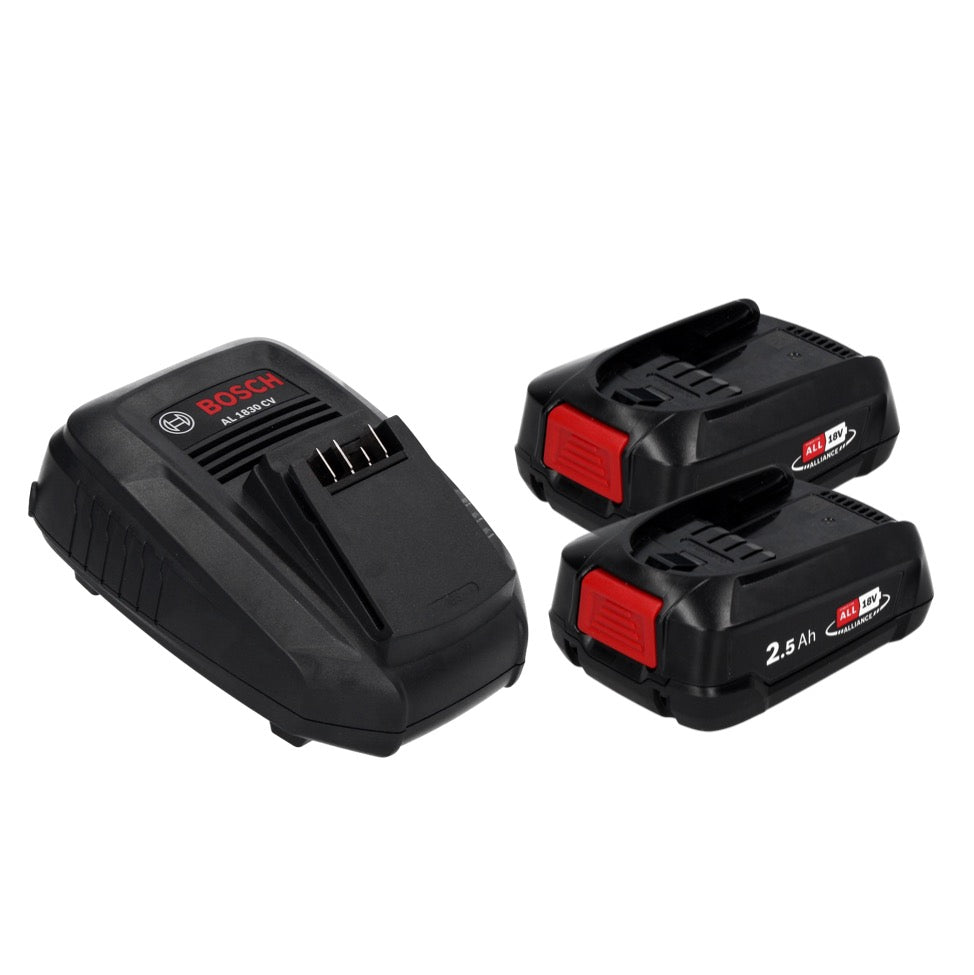 Kit de démarrage Bosch 18 V avec 2 batteries PBA 2,5 Ah + chargeur AL 1830 CV (1600A011LD) Home &amp; Garden System POWER FOR ALL