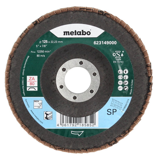 Disque abrasif à lamelles Metabo disque dentelé P 80 125 mm 22,23 mm (20 x 623149000) pour meuleuse d'angle