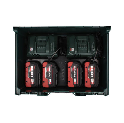 Kit de base Metabo 18 V LiHD + 4x batteries 5,5 Ah + 2x chargeur ASC 55 + metaBOX