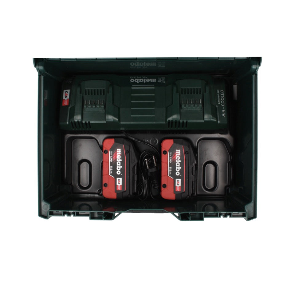 Kit de base Metabo 18 V LiHD + 2x batterie 5,5 Ah + chargeur ASC 145 DUO + ​​metaBOX