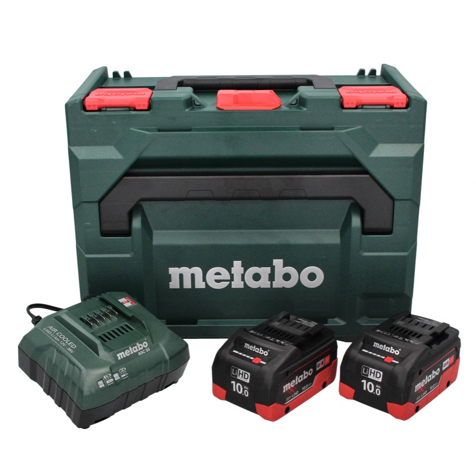 Kit de base Metabo 18 V LiHD + 2x batterie 10,0 Ah + chargeur ASC 55 + métaBOX